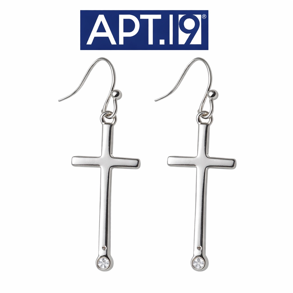 Nwt Apt. 9 Silver Tone Cross Earrings With Rhinestone